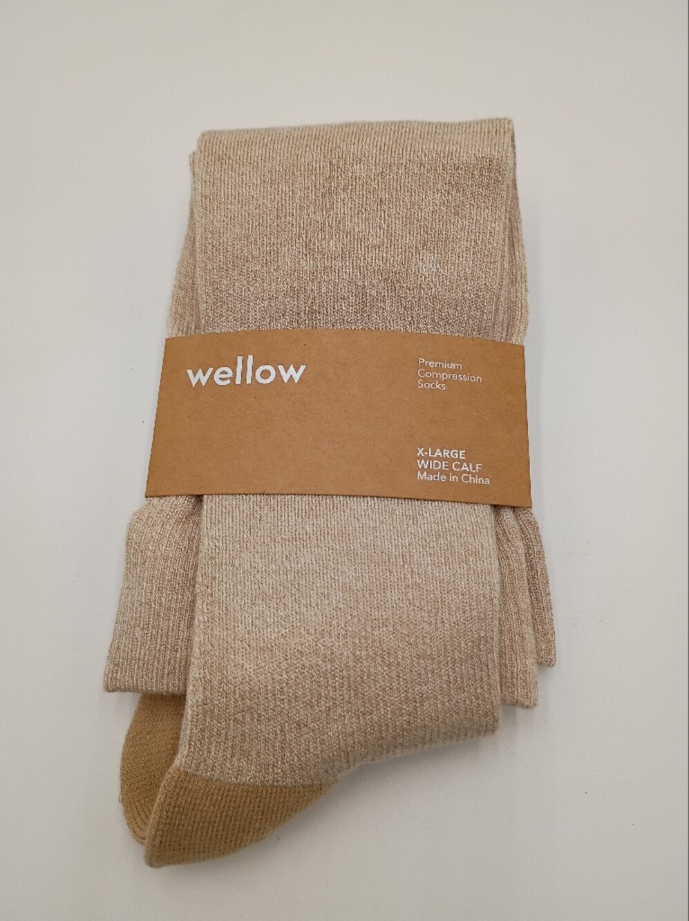 Wellow Unisex Premium Compression Socks Sesame XL Wide Calf 18-25 mmHG NEW